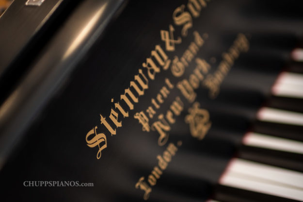 1906 Art Case Black Steinway & Sons Model B Grand Piano - Ice Cream Cone Legs - Fully Restored Grand Piano - Chupp's Piano Service - Fallboard Logo Decal