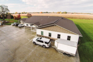 Chupp's Piano Service Showroom & Piano Rebuilding Facility in New Paris, Indiana - Circa 2024 after Expansion & Solar System Addition